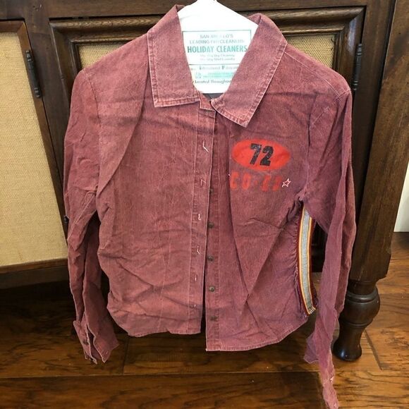 Distressed vintage cinched waist button down - Picture 1 of 4